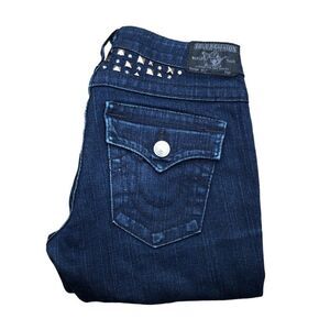 TRUE Religion Jeans Size 26 BILLY Blue Gem Stone